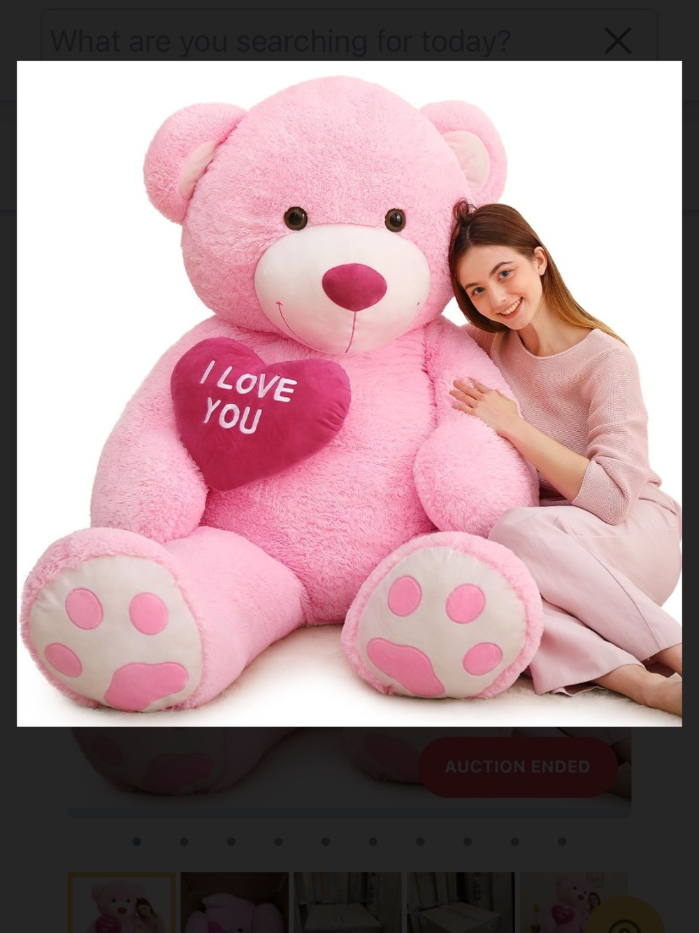 Giant Pink Plush Teddy Bear with 'I Love You' Heart 6foot New
